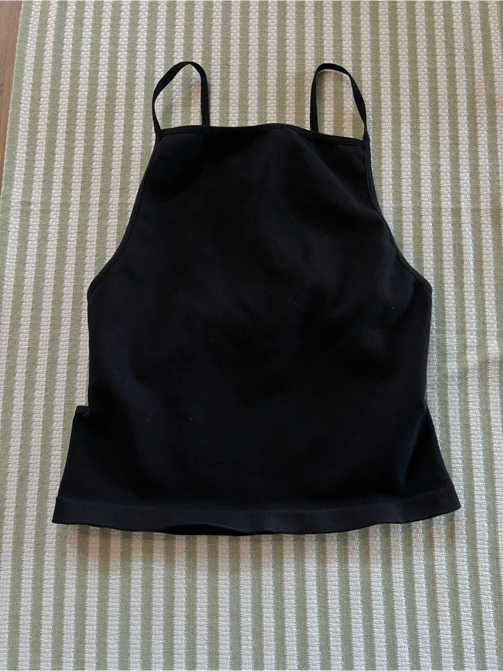 Free People Black Ribbed High Neck Cami Top Size xs/s